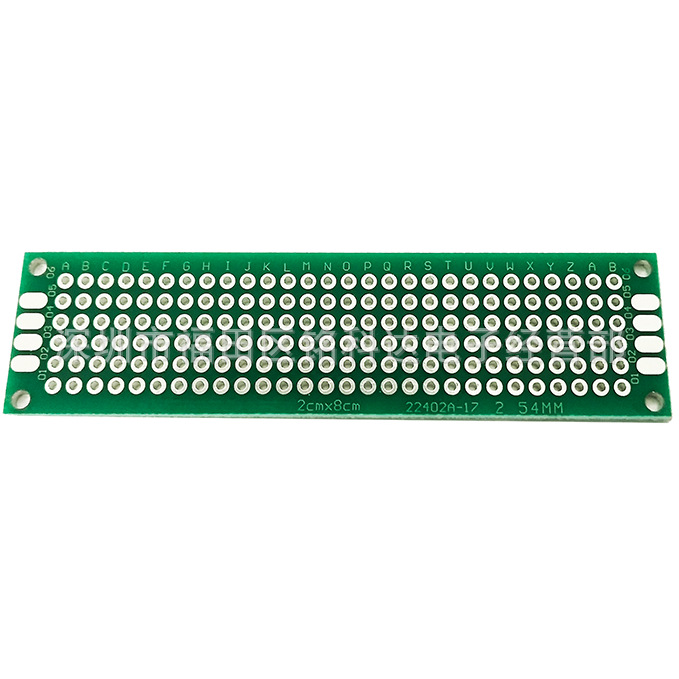2*8CM单面喷锡 1.6厚2.54间距万能板 万用电路板洞洞板PCB
