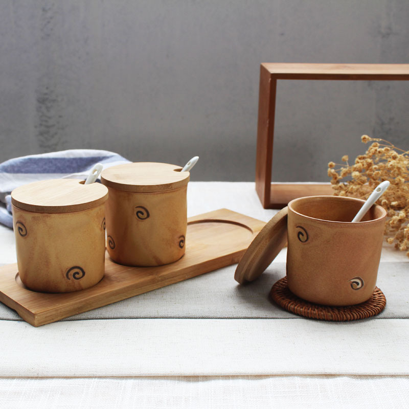 厂家直销日式调味罐调味盒套装陶瓷调味容器小额批发|ms