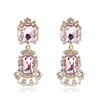 Summer fresh cute multicoloured metal square earrings, diamond encrusted