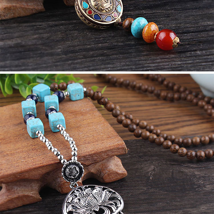 1 Piece Ethnic Style Round Wood soft clay Copper Beaded Unisex Necklace