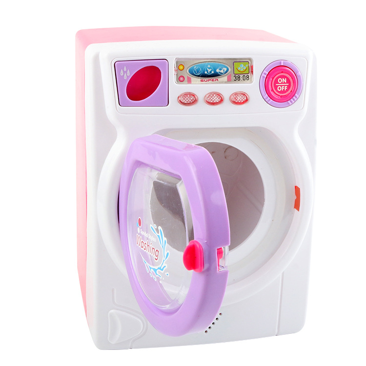 过家家大号仿真洗衣机 电动灯光音效可装水滚动儿童小家电玩具|ms