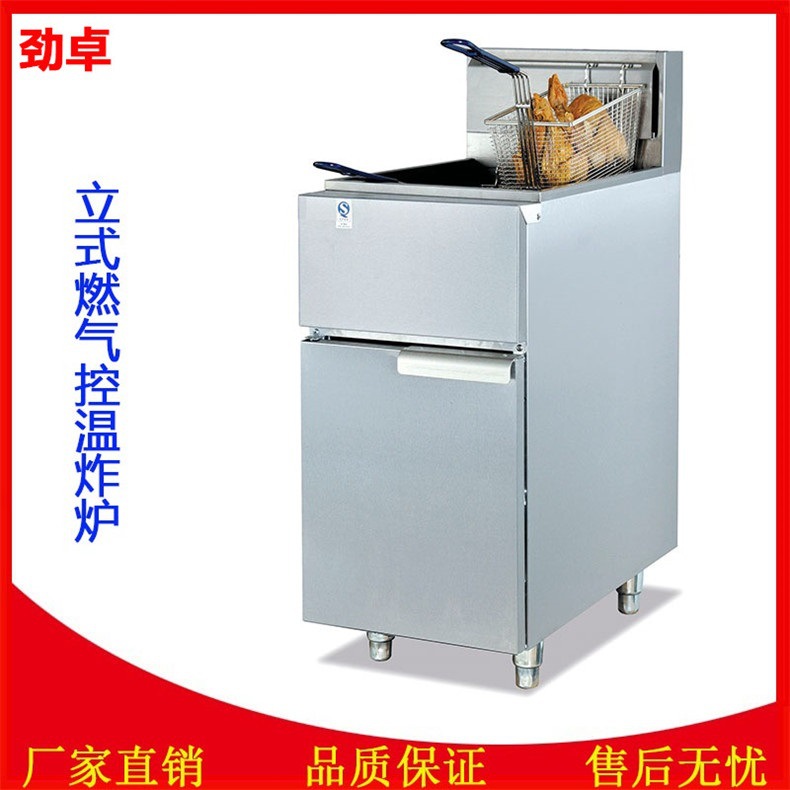 劲卓GF-23G单缸双筛控温燃气炸炉35L煤气油炸锅单缸天然气油炸机