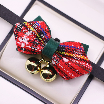 圣诞宠物饰品狗铃铛猫咪领结泰迪比熊项圈金毛蝴蝶结挂牌领带批发|ru