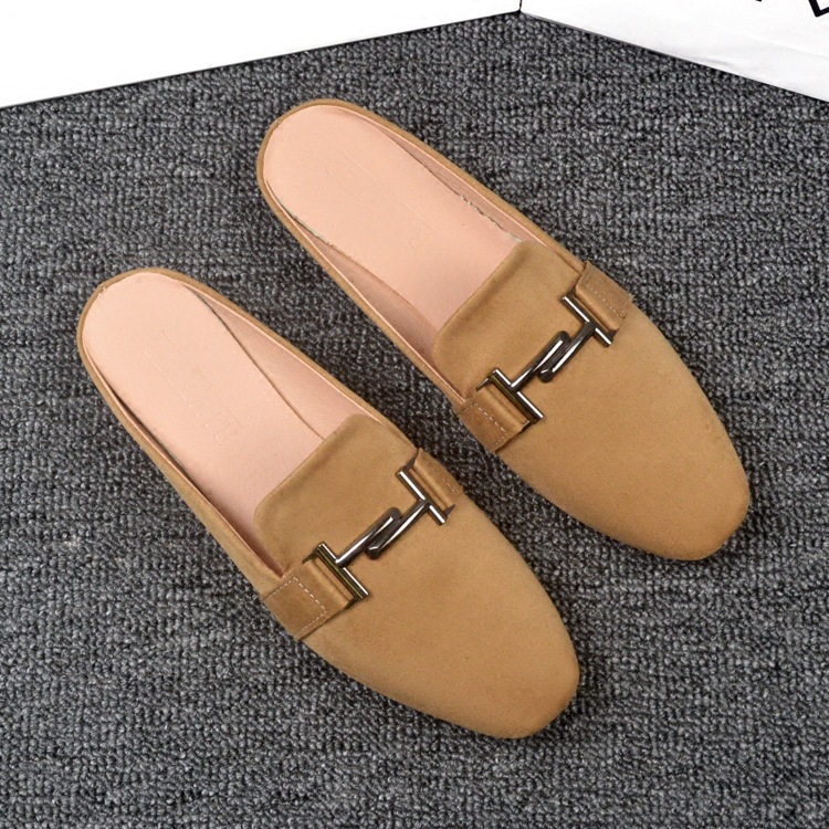 Flat Bottomed Baotou Slippers Women S Fashion Spring Lazy Outerwear Without Heel Large Size Single Shoes Mules_voghion.com