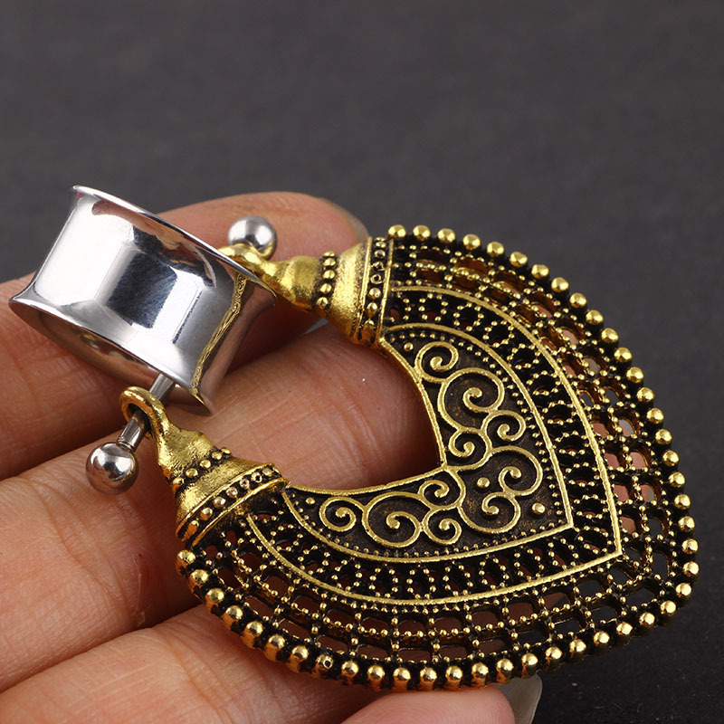 Double Horn Earrings Stainless Steel U-shape Retro Body Piercing Jewelry for Auricle detail image 10