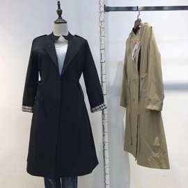 反季促销韩版中长款风衣女2022新款女士宽松系带大码外套走份批发