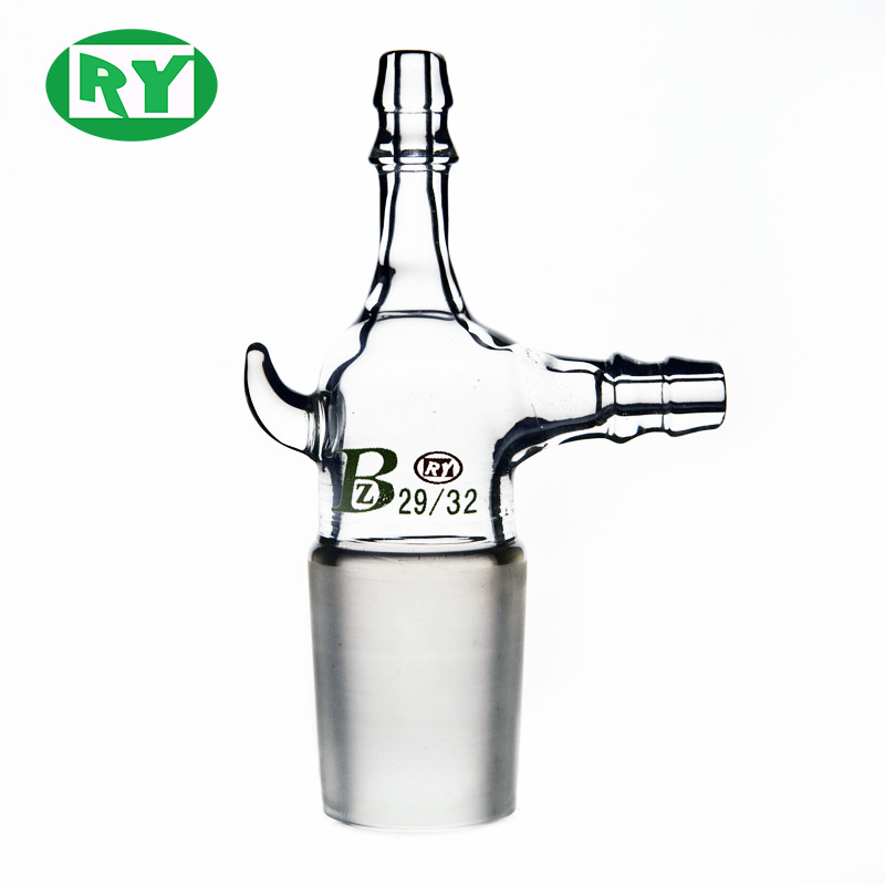 上海禾汽实力厂家高硼硅3.3 双嘴咀90度抽气接头 通气加压头 标口