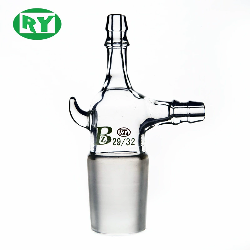 Производитель силы Шанхай Хэци, высокий боросиликат 3,3, двойной отверстие, 90-градусный соединитель для извлечения воздуха, вентиляция, головка под давлением, стандартный рот