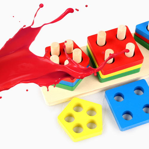 Children's early education educational wooden building block toys geometric set column shape cognitive matching primary school kindergarten wholesale