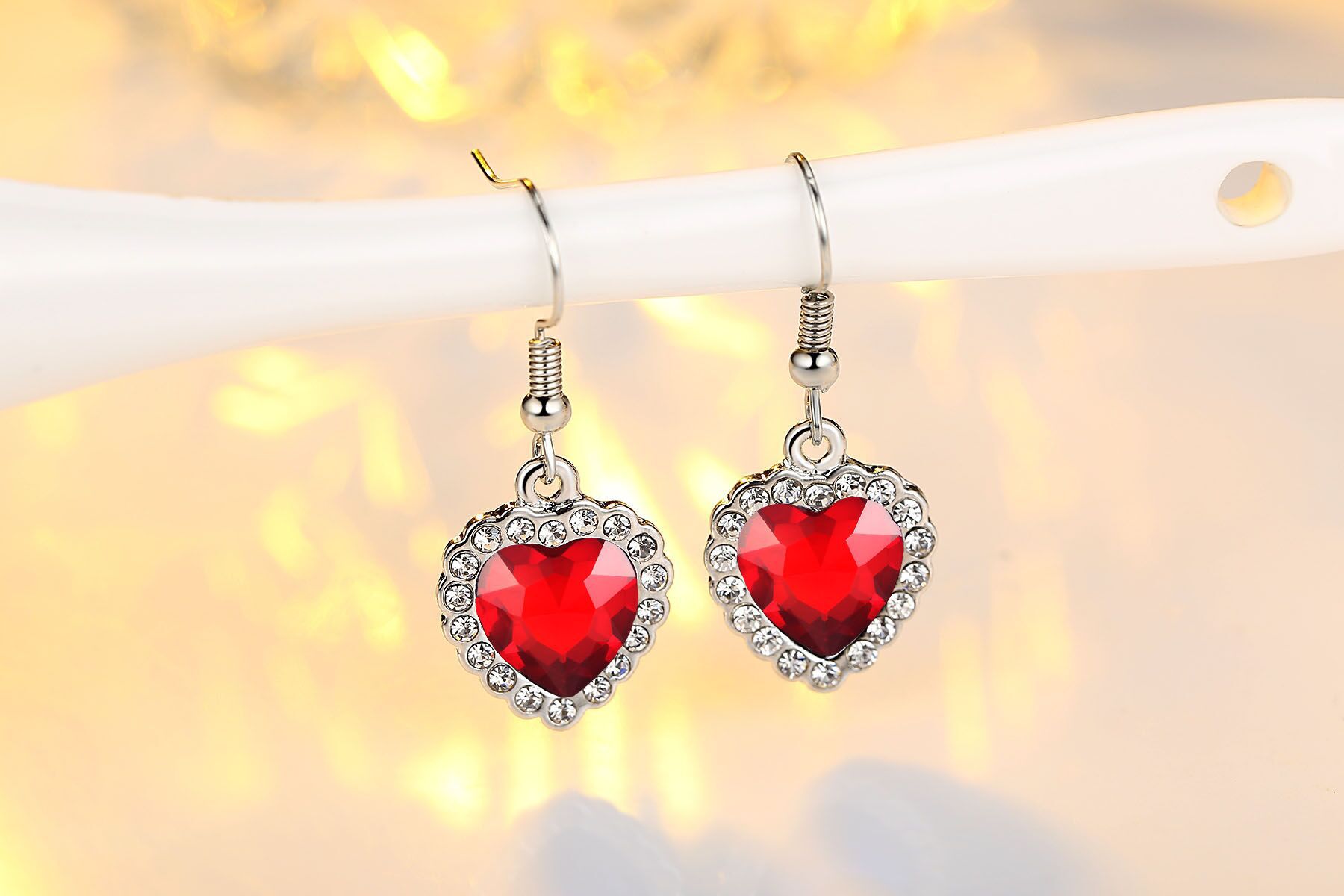 Classic Fashion Ocean Heart Red Necklace Earrings Set New Jewelry Set Wholesale Nihaojewelry display picture 4