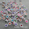 Acrylic bracelet heart shaped, accessory heart-shaped, round beads, 6mm