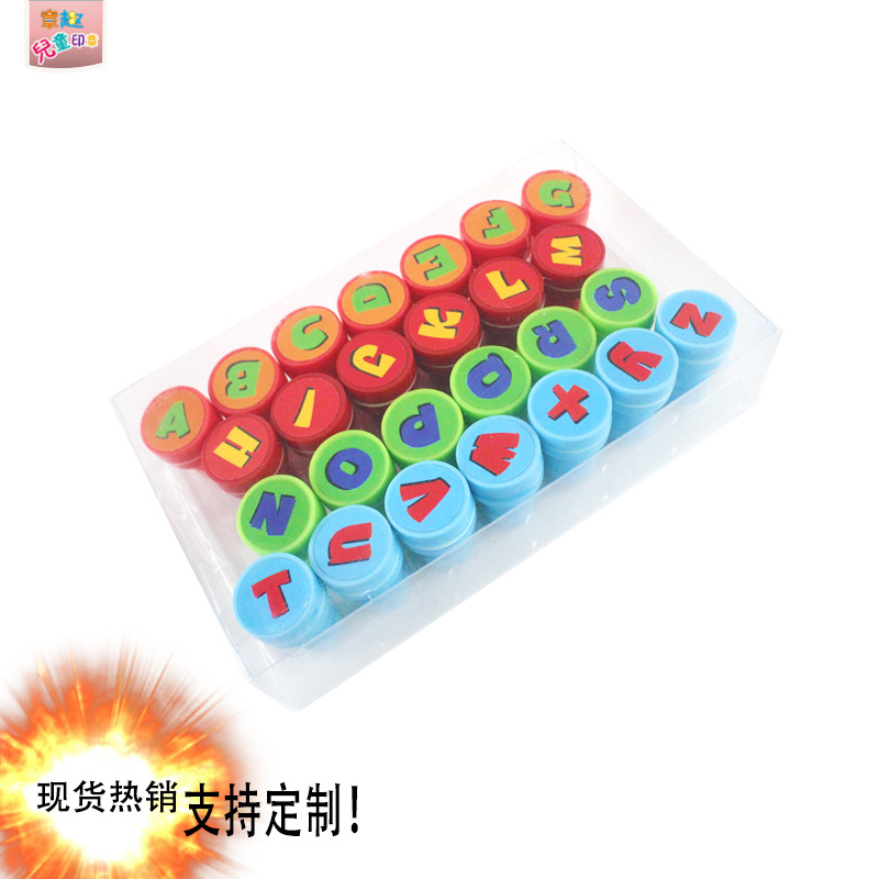 Zhang Qu niños 26 sellos digitales lindos sellos de dibujos animados de plástico pequeños sellos con varios patrones