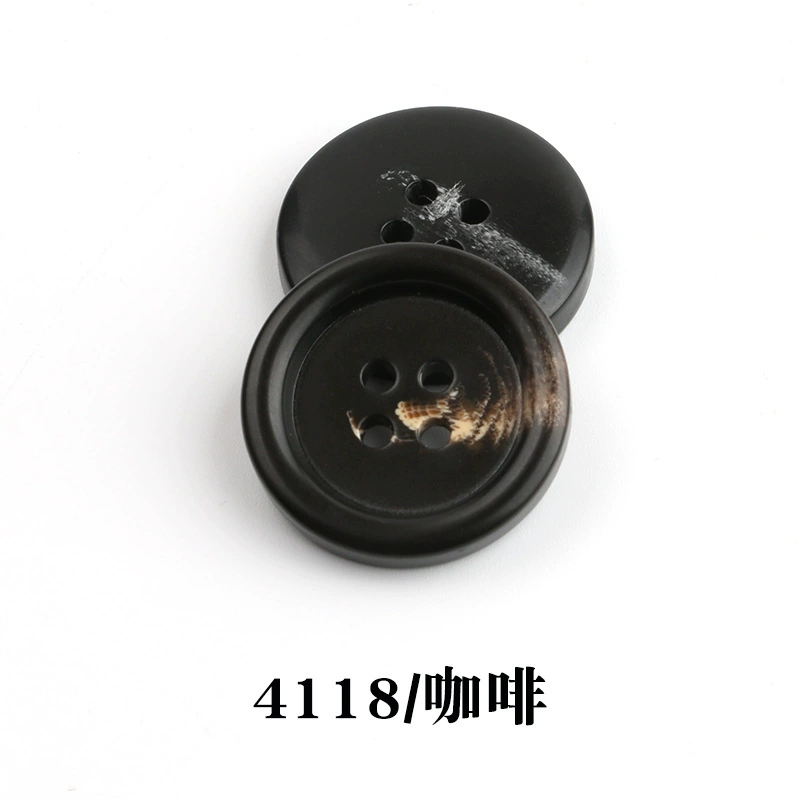 Spot wholesale resin pattern button suit button round edge four-eye coat windbreaker suit jacket button 4100