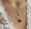 Accessory, red pendant, necklace, chain for St. Valentine's Day, European style, Birthday gift