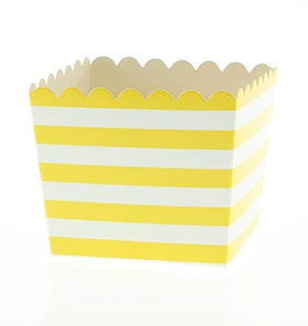 12 yellow striped small popcorn boxes