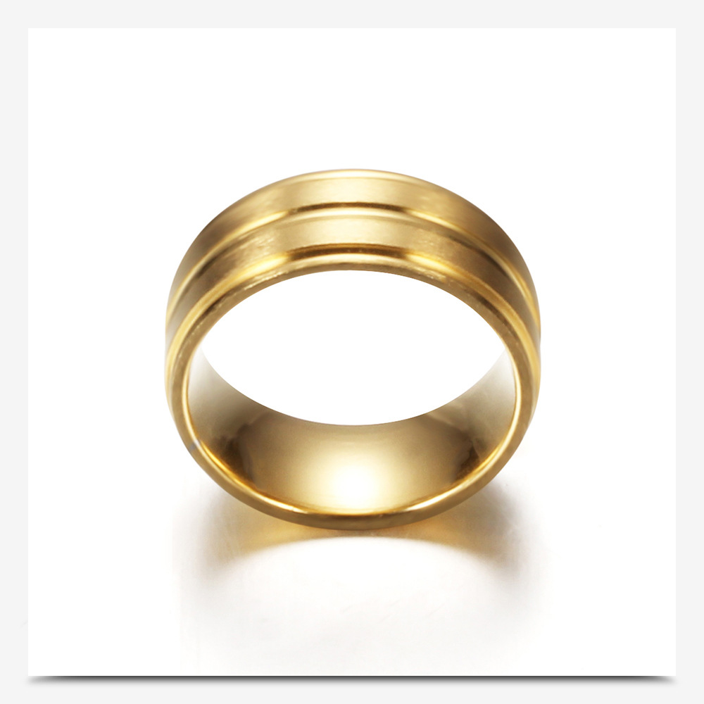 Mode Einfache 8mm Matt Titan Stahl Ring Männer Und Frauen Paar Ringe display picture 3