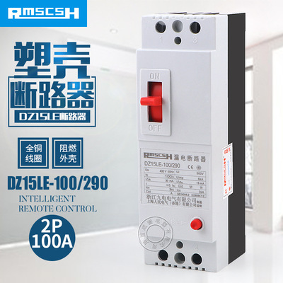 家用漏电保安器220v100A漏电保护器DZ15LE-100/290断路器2P开关