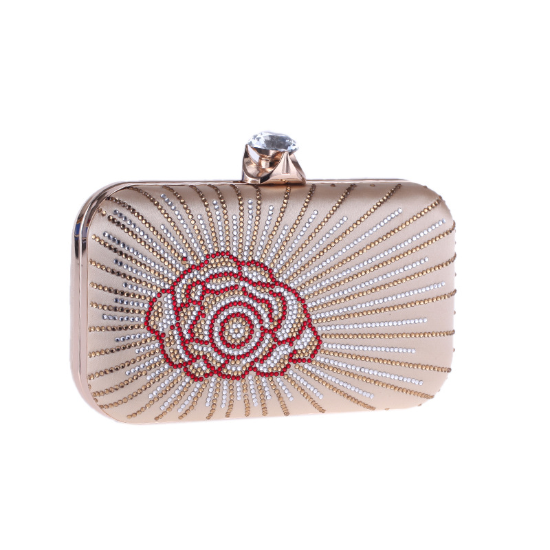 New Women's Dinner Bag Hot Drilling Clutch Bag Hard Box Small Square Bag Ladies Dress Bag display picture 6