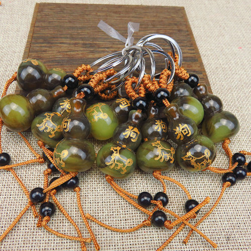 Street stall online store hot stamping engraved twelve zodiac signs imitation horn gourd key chain pendant event gift pendant