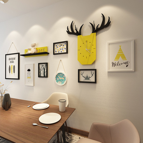 Nordic simple creative decorative painting photo frame wall deer head hanging table picture frame combination living room dining room wall wall hanging accessories