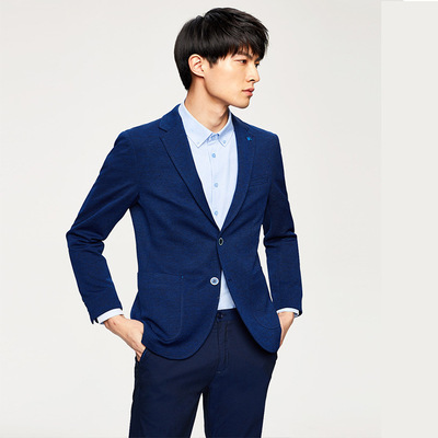 舒适修身时尚都市单排双扣纯色西服休闲西服小西装外套男男西装|ms