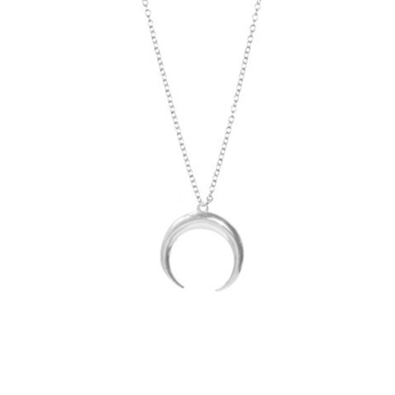 Fashion plated gold and silver crescent pendant necklace NHCU149800