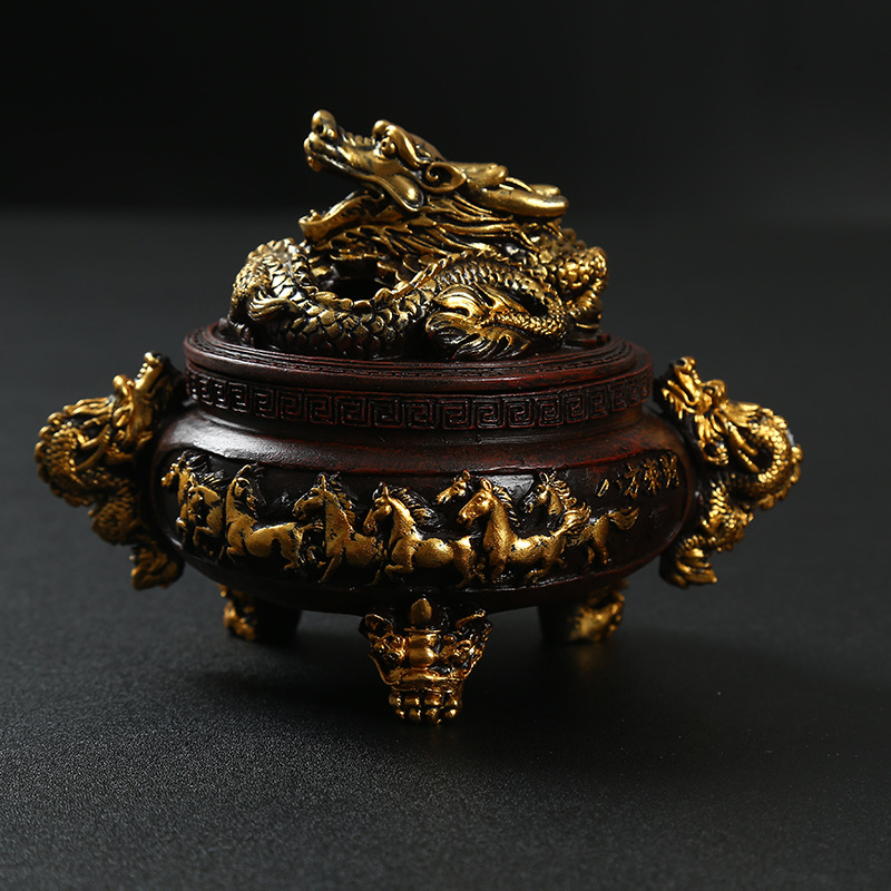 三足香炉 龙凤香炉 仿古熏香炉 香道专用 佛堂用品 沉香炉