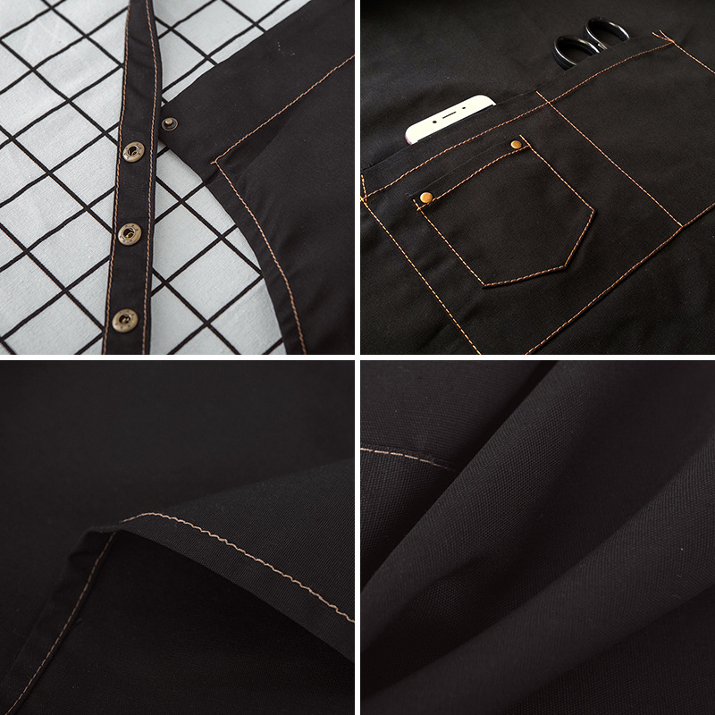 Simple creativo personalizado delantal cocina estilo coreano pareja de moda hombres y mujeres limpieza de cocina en casa anti-fouling cintura negro