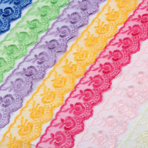 Factory direct sales of large quantities of colorful lace 4.5cm 4.5cm wide curtain water-soluble lace