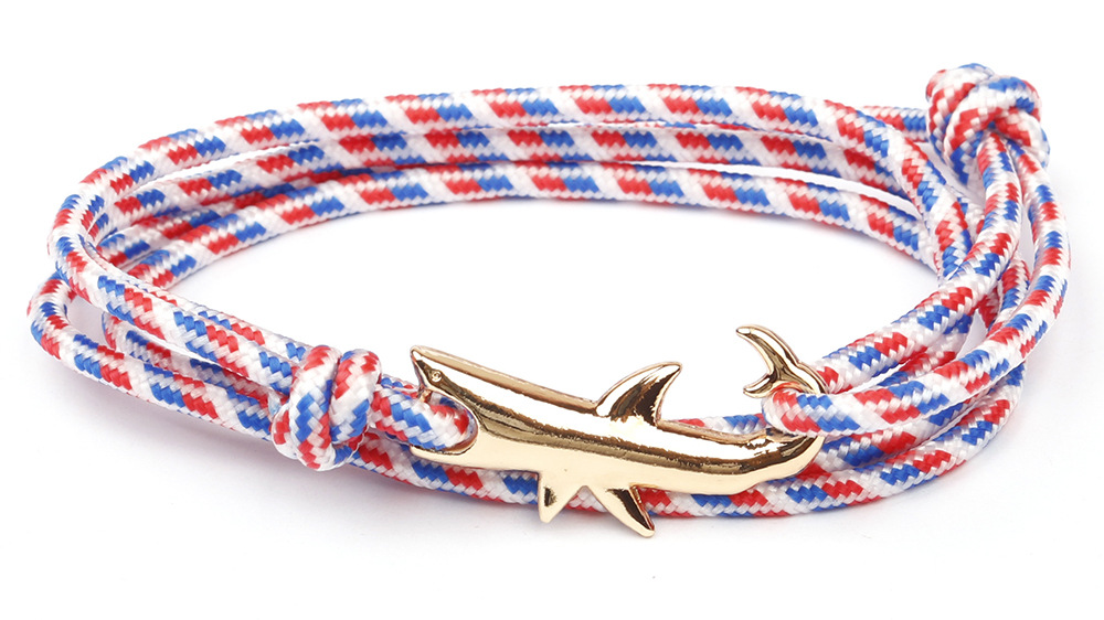 12g Weight Bracelets Classification Alloy, rope Chain Material 1 Piece Quantity Holiday, Daily, Street Occasion Alloy, rope Material Shark Pattern Men's Gender Layered Design Casual, Simple Style Style Casual Simple Style Shark Alloy Rope Layered Men's Bracelets Men's Chain Bracelets 10