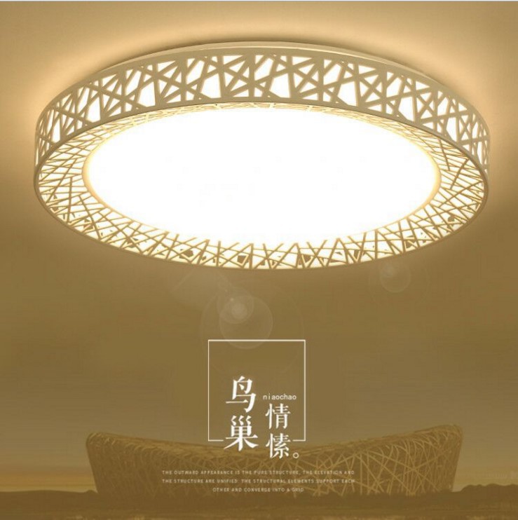 圆形鸟巢led吸顶灯 客厅灯卧室灯 现代简约创意房间灯饰灯具|ms