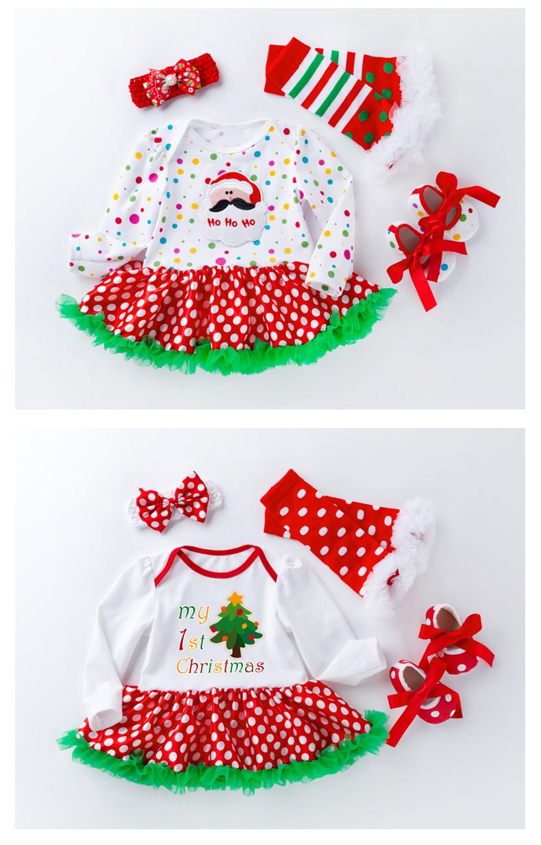 عيد الميلاد أميرة كارتون قطن الطفل الملابس مجموعات display picture 3