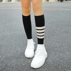 Winter and Spring New Arrival Knee-High Socks for Women, Japanese Style Four Stripes Trendy Women's Socks, Cotton High-Calf Leg Socks Wholesale