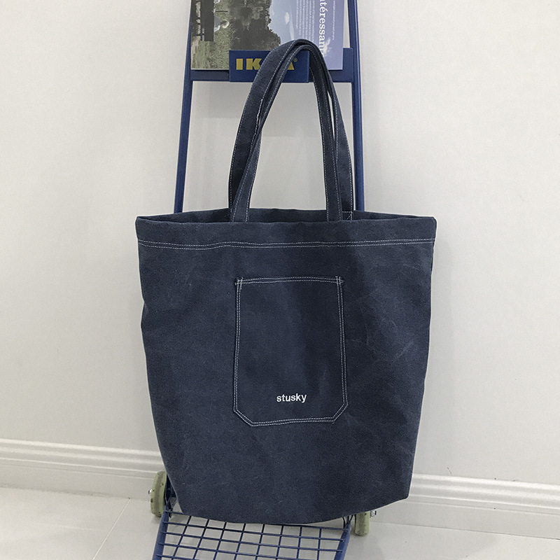 Big Bag Female 2018 New Wave Korean Version Wild Thick Canvas Shoulder Bag Lazy Wind Large Capacity Portable Tote Bag