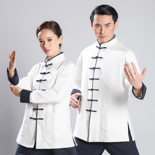 tai chi clothing chinese kung fu uniforms men and women wear jacquard hemp cotton lantern pants to perform martial arts training clothes