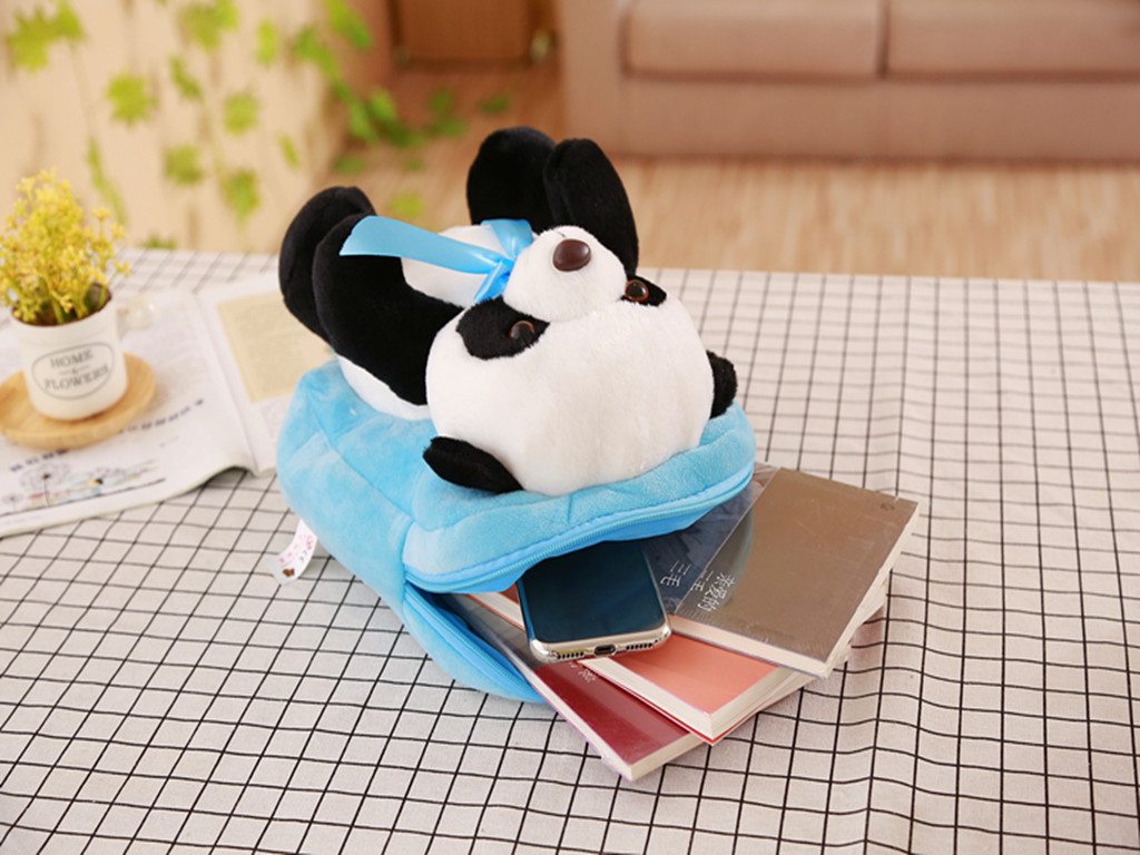 韩版可爱毛绒背包,熊猫儿童书包,熊猫玩具包包