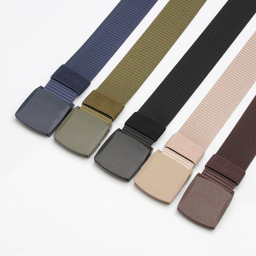 Canvas belt men's and women's belt youth metal-free automatic buckle casual outdoor student military training belt