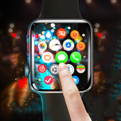 适用于Apple4代iWatch钢化膜苹3果手表玻璃3D薄款高清44保护38/42|ru