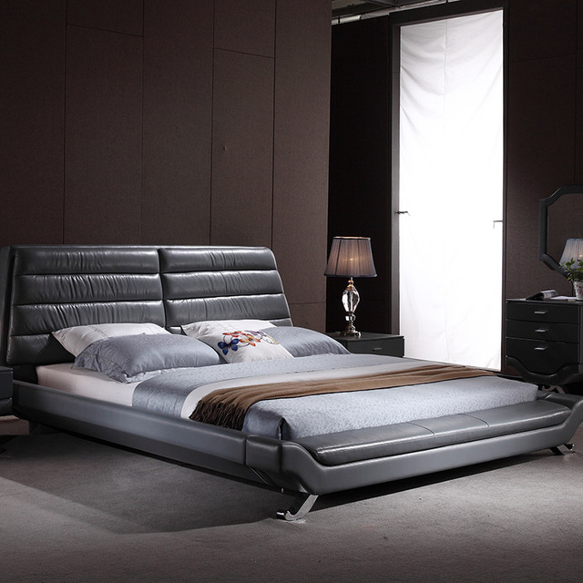 1.8 giường da Bắc Âu giường đôi hiện đại nhỏ gọn bầu không khí phòng ngủ giường hôn nhân tatami da giường mềm mại bởi Giường da nghệ thuật