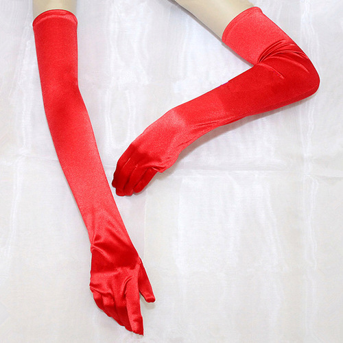 Bridal wedding dress gloves S5 multi-color evening dress performance fun extended elbow spandex stretch satin gloves