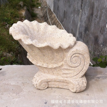 黄锈石海螺雕刻厂家　小区公园装饰摆件　动物石雕海螺雕塑