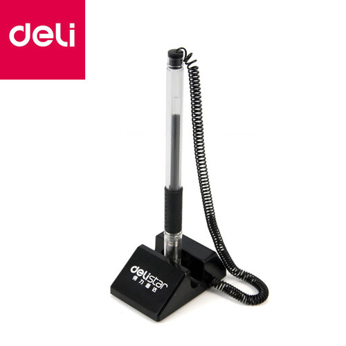 Deli 6791 Desk Pen Gel Refill Black Bullet 0.5mm Business Office Signature Pen Simple Counter Pen