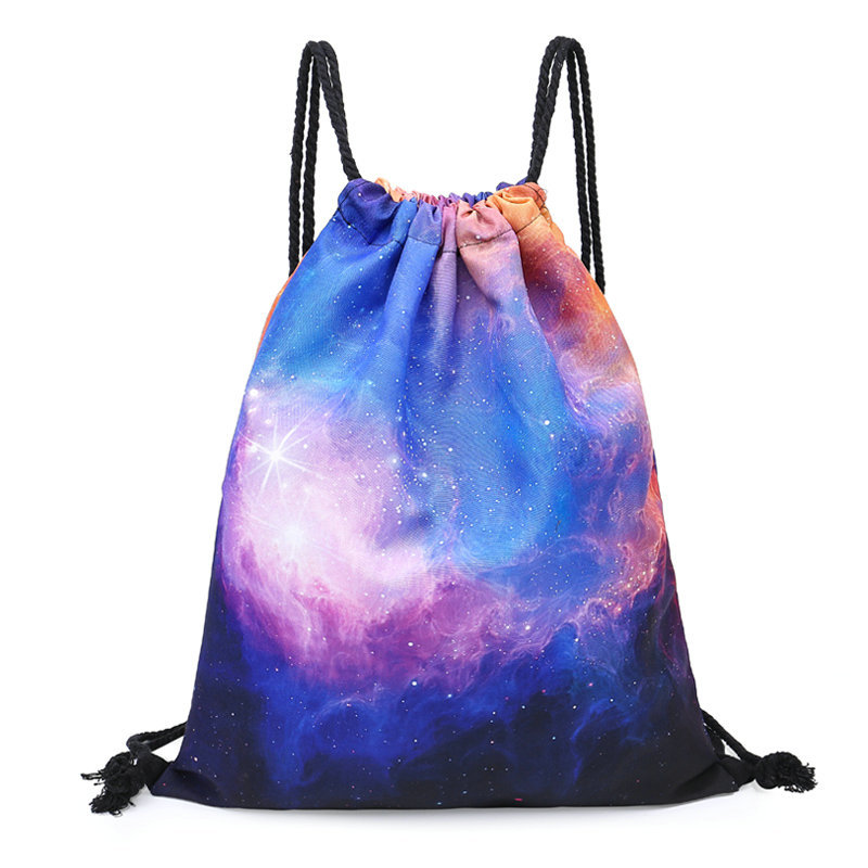 滌綸束口袋 大容量學生情侶收納雙肩背包 休閑雙肩抽繩滌綸束口袋