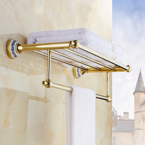 No punching towel rack storage rack wall hanging bathroom stainless steel gold bathroom towel rack bathroom hardware pendant