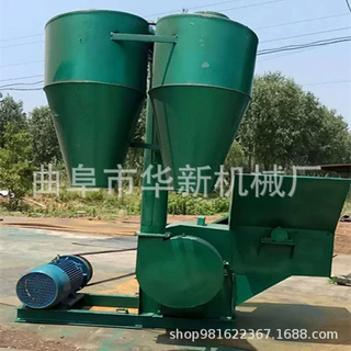 大型饲料粉碎机 花生秧秸秆粉碎机 自动进料沙克龙除尘粉碎机
