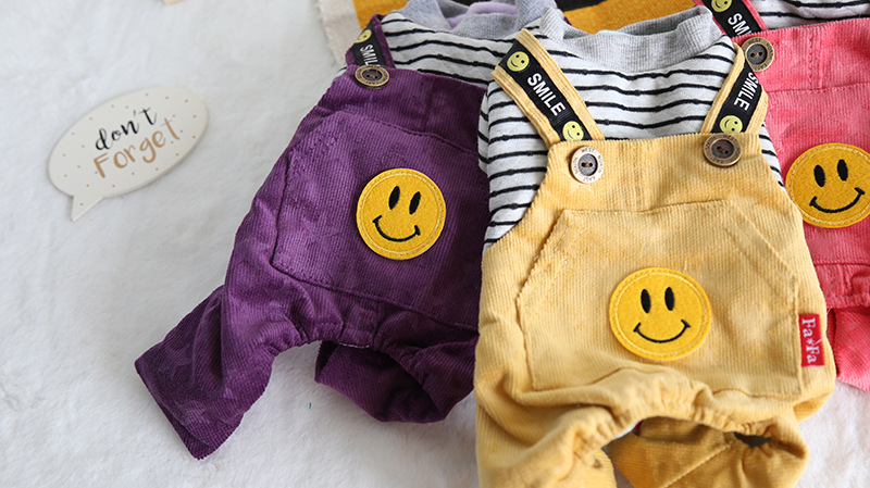 复古条纹背带四脚衣