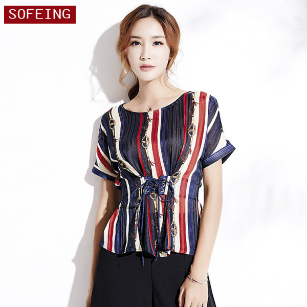 Summer New Fashion Women’s Style Printed Ceiling Sleeve Blouse