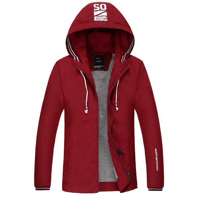 Spring and autumn thin men’s hooded letter slim coat youth casual jacket men