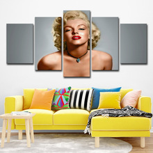 跨境ebay wish玛丽莲·梦露5面板家装饰卧室墙艺术时尚美油画