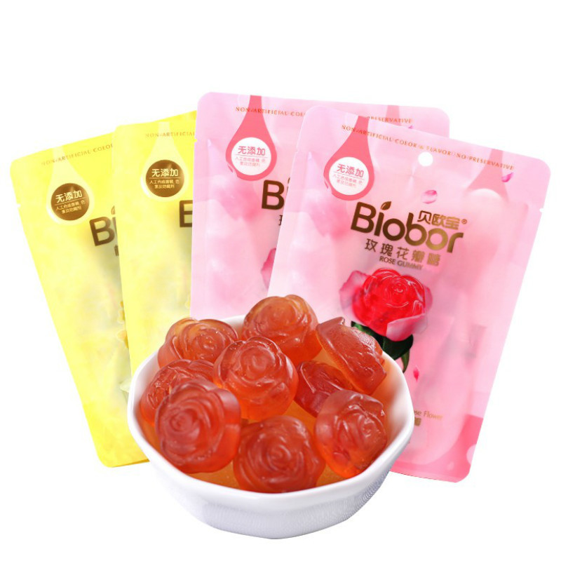 Biobor贝欧宝45g*10包 玫瑰桂花瓣糖果婚庆婚礼喜糖儿童果汁软糖